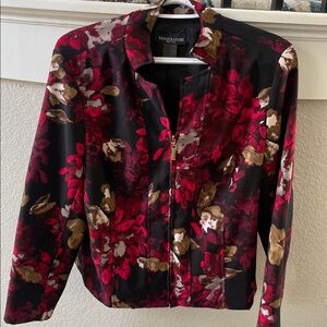 Molly & Max Women's Floral Blazer - Red and Brown and Black